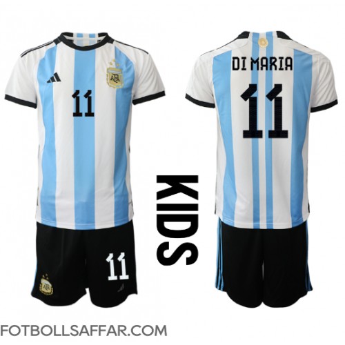 Argentina Angel Di Maria #11 Hemmadräkt Barn VM 2022 Kortärmad (+ Korta byxor)